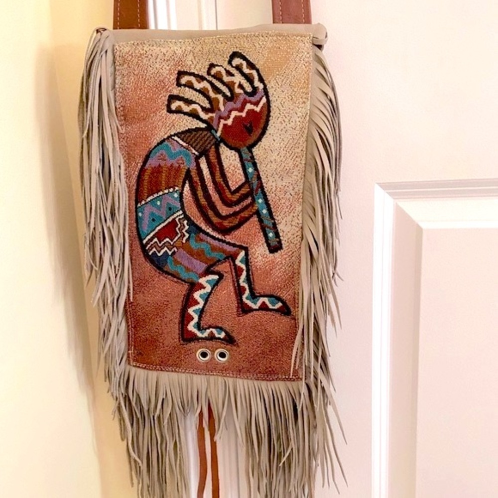 Leather Bag Native American Handcrafted 
Kokopelli Design New